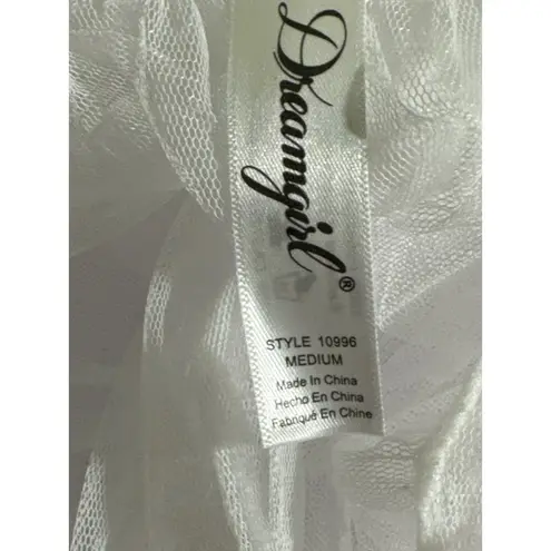 Dreamgirl Mosaic Lace Teddy with Sheer Skirt White NWT Medium