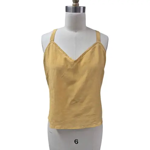 Tess Studio 100% Silk Sheer Blouse & Camisole Gold Red Print Ruffle Neck Sz 10