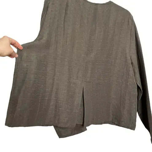 Eileen Fisher  Jacquard Silk Linen Blend 2 Button Lightweight Cardigan Jacket