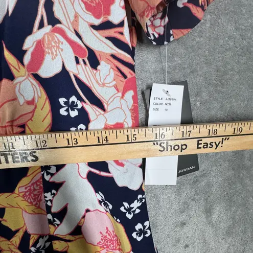 Julia Jordan Dress Floral Midi Career Casual Party Sundress Blue Pink Size 10