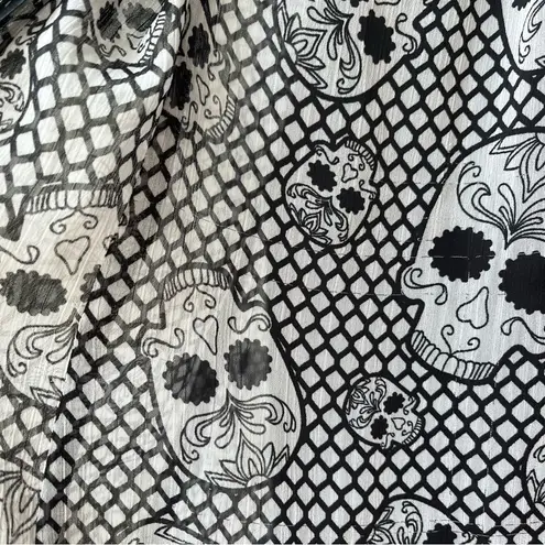 Tripp NYC Gothic SKULLS Black White Dress Drawstrings Y2K Vtg Deadstock, Sz 0