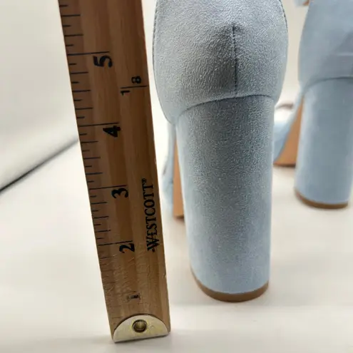 Allegra K Sandals Womens 8.5 Blue Chunky High Heels Ankle Strap Buckle NEW