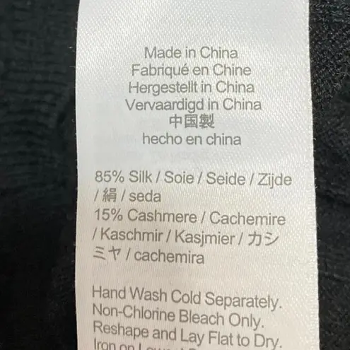 J.Crew Black Silk Cashmere Short Sleeve Ribbed Knit Crew Neck Crop Top Size XS