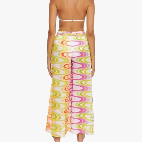 Becca New! Whirlpool Chiffon Cover-Up Pants Metallic Pink Beach Vacation