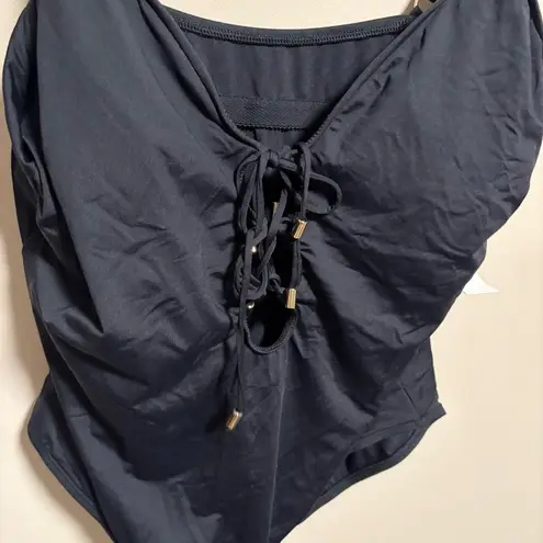 La Blanca NWT 's Swim Black Island Goddess Plunge Lace Up One Piece- Size 22W