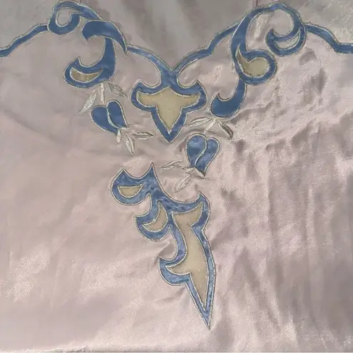 Natori Vintage Women’s Size S M Pale Pink Blue Lace Front Spaghetti Strap Gown