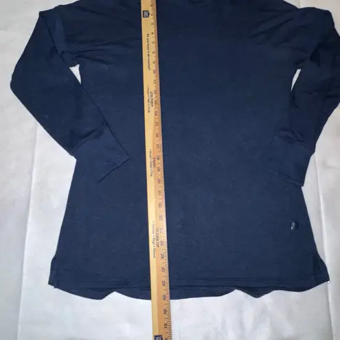 L.L.Bean  Womens SoftFlex Blue Mock Neck Pullover Long Sleeve Thumb Hole Tunic Top