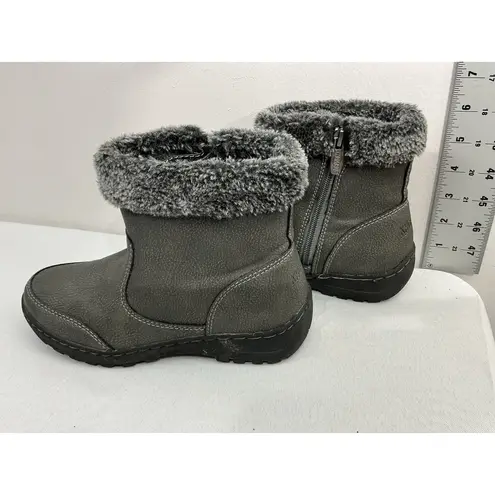 Khombu Womans All Weather Ankle Boots 6 M Gray Lined Cuff
