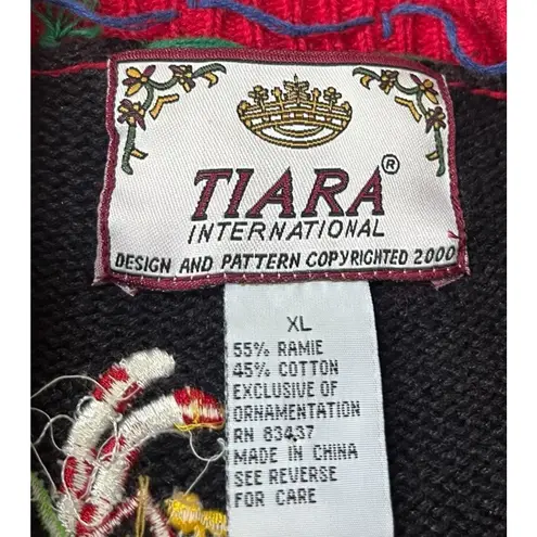 Ugly Christmas Sweater VTG Women's Christmas Cardigan Ugly Sweater XL Holiday Party Bells Black Y2K