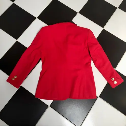 Vintage 80s 90s Morgan Miller Red & Black Blazer Shoulder Pads Gold Buttons sz M Size M