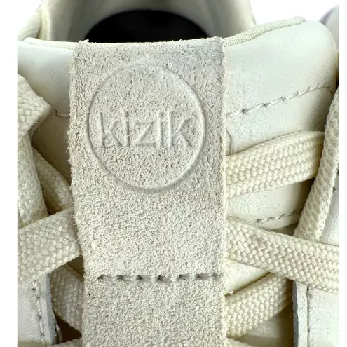 Kizik Women's Sydney Leather Sneakers Cream Purple Slip On Comfort Shoes Sz 8.5