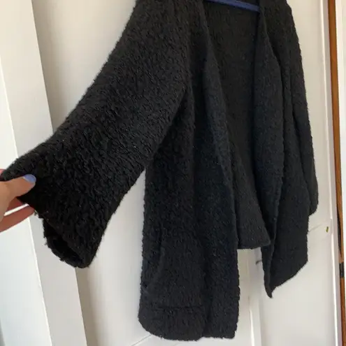 Oversized Fuzzy Black Cardigan Sweater Size M