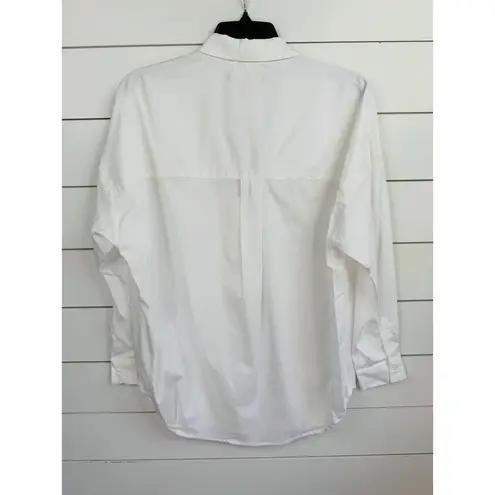 Catherine Malandrino Womens Size M Classic White Collared V Neck Long Sleeve Top