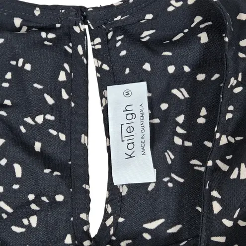 Kaileigh Long Sleeve Black & Tan Blouse M NWOT