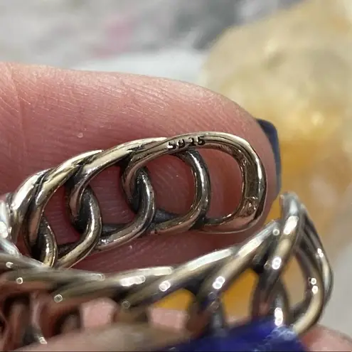 Sterling Silver Adjustable Chain Link Ring Silver