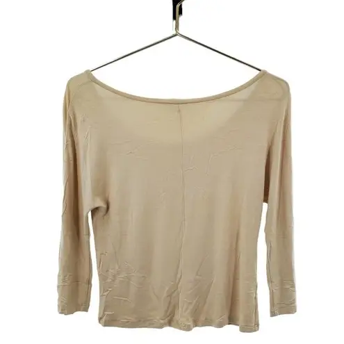 Max Mara Size M Scoop Neck Tee Shirt Beige Tan Quiet Luxury Old Money Aesthetic