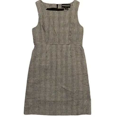 Andrea Jovine Black and White Plaid Tweed Cotton Mini Sleeveless Business Dress