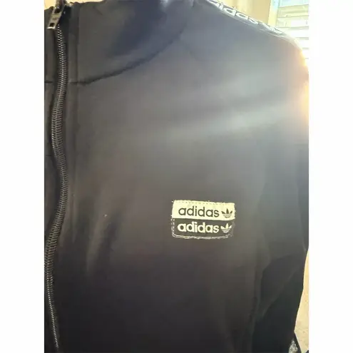 Adidas  Unisex Black Full Zip Track Jacket Size M with Side Pockets
