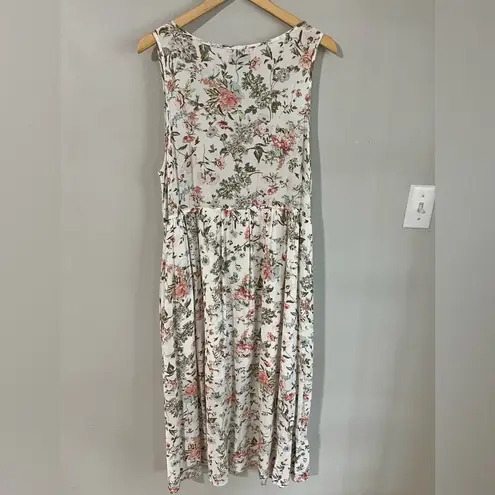 Frye Floral Button Front Midi Dress XXL Boho Cottagecore Tiered Rayon