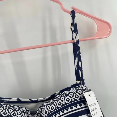 La Blanca Tankini Top Size 10 NWT Changing Tides Bandeau Cinch Side Indigo Swim