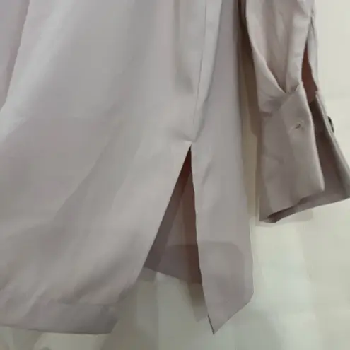 Marled Tan Long Sleeve Boxy Blouse with Mandarin Collar Size L