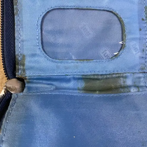 Vintage Lug Zip Around Wallet Blue Quilted Pocket Card Holder Organizer GUC*FLAW