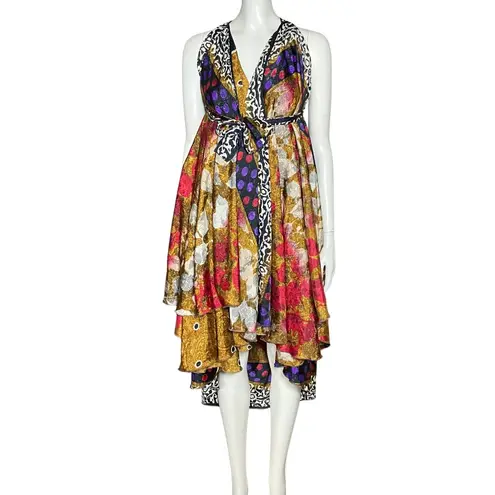 NWT Kariza Magic Wrap Skirt Convertible Dress One Size Boho Metallic Maximalist Gold