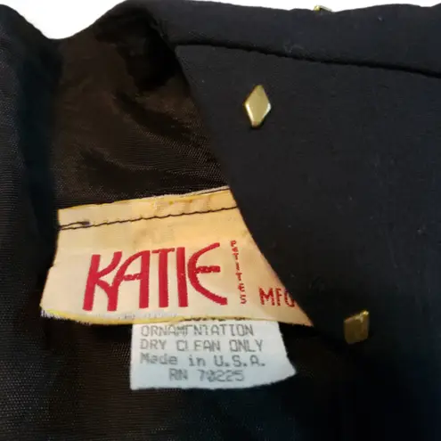 Katie Petites MFG Vintage Dress Dress Size 6 Women's Square Neck Studded Studs Black