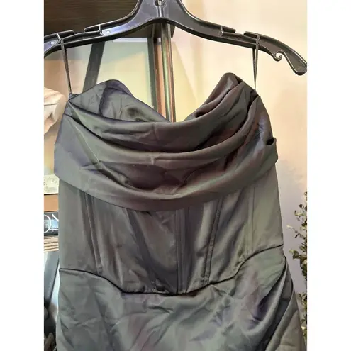 Bardot Jamila Corset Satin Midi Dress Black Womens Size 4