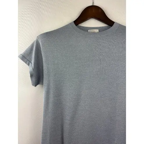 Brunello Cucinelli Women’s Small Grey Sparkly Cashmere T-Shirt