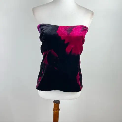 Retrofete Velvet Floral Bustier Top XL Glam Steampunk Goth Evening Black