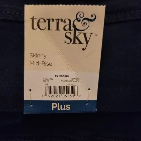 Terra & Sky Dark Wash Denim Women's Mid-Rise Jeggings 5X (32W-34W) NEW Stretch