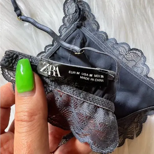 ZARA  Satin and Lace Triangle Bralette Medium