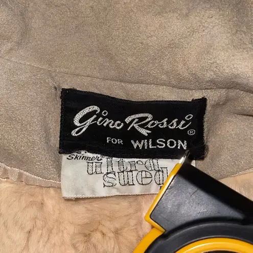 Vintage Gino Rossi for Wilson ultra suede long trench coat tan jacket tie waist Size M