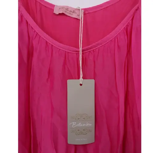 Bellambra Made in Italy Fuchsia Silk Blend Tiered Maxi Dress Size M Pink Size M