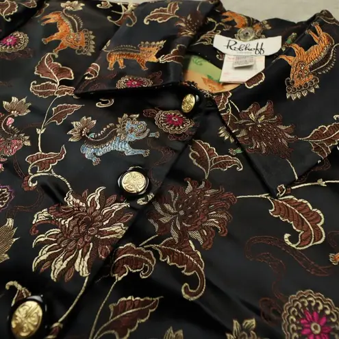 Joseph Ribkoff Trends Vintage Women's Black Dragon Brocade Print Jacket size 14
