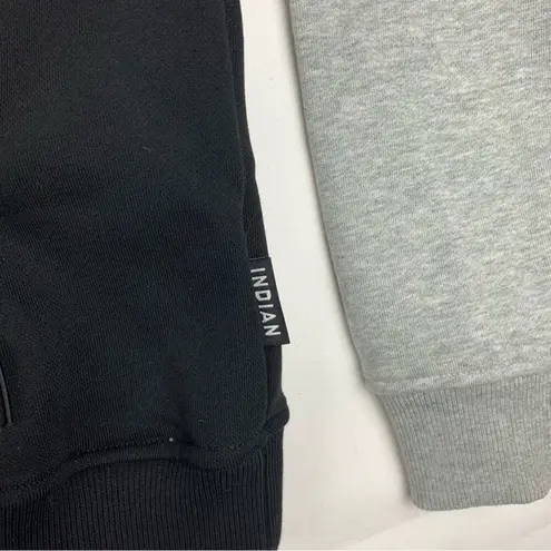 Indian Motorcycles womens medium contrast sleeve zip up sweatshirt black gray