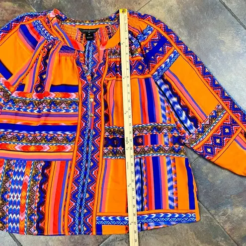 Investments Multicolored Thin V-neck 1/4 Button Blouse 2X