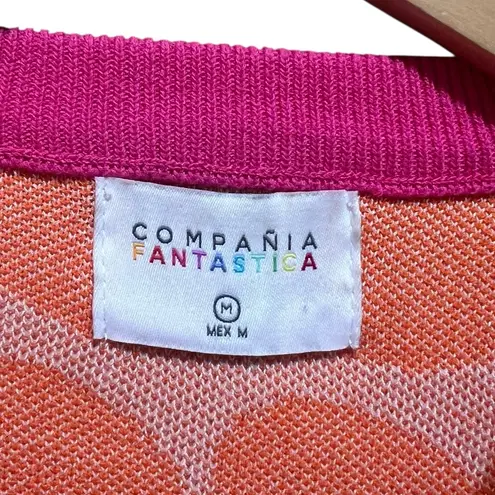 COMPANIA FANTASTICA san jose short sleeve tulip sweater in multi Size Medium Orange