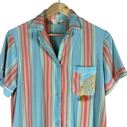 Matilda Jane Goodnight Pajama Top Womens S Pastel Blue Striped Relaxed Whimsy