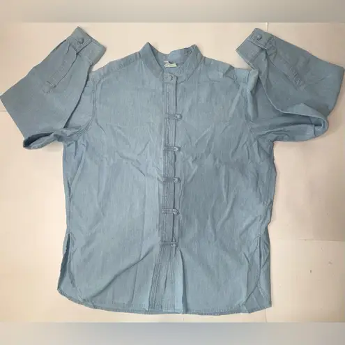 J Jill Tunic Top Toggle Buttons Light Wash Denim Asian Vintage Womens Size XS Blue