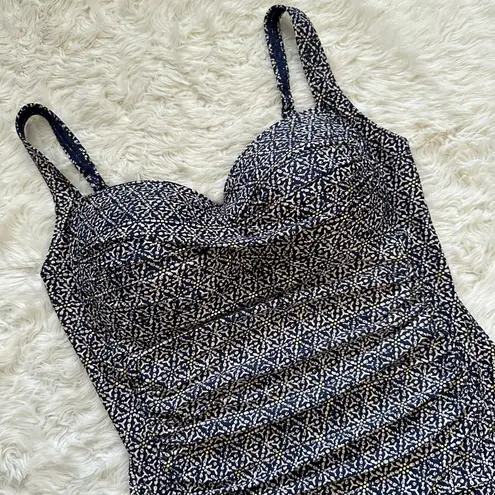 One Piece Nip Tuck Swim Nautical Foil Joanne Swimsuit Tummy Control Navy 10