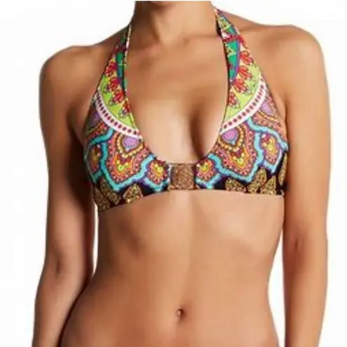 Trina Turk  Medallion Buckle Bikini Tie On Top (TOP ONLY) Size Small
