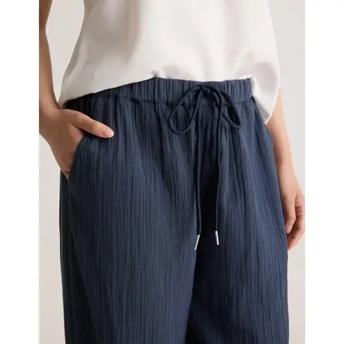 Quince Organic Cotton Gauze Wide Leg Pants Navy Size Small NWT Lightweight