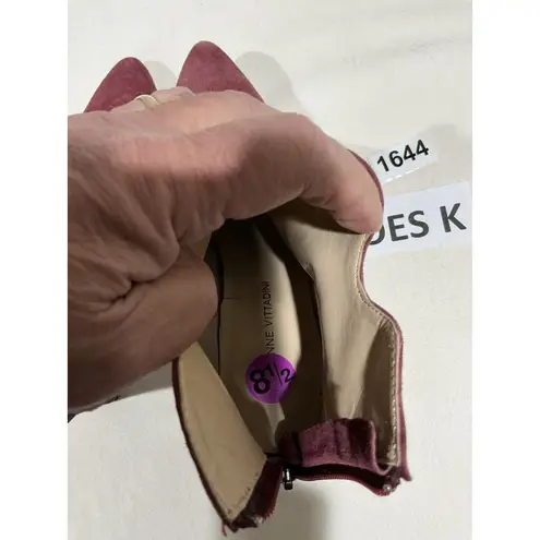 Adrienne Vittadini Woman’s Shaye Mauve Suede Pt Toe Back Zip Heel 8.5 M Bootie