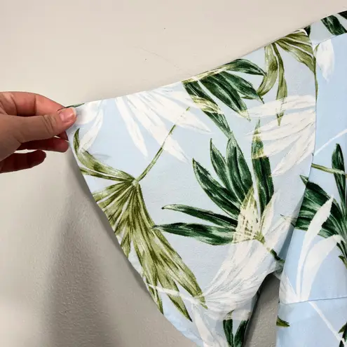 Peach Love California Peach Love Light Blue Palm Leaf Cutout Front Jumpsuit Romper Large Beach Cruise