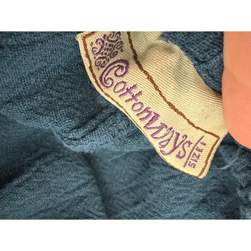 Cottonways Teal Blue Crop Wide Leg Flowy Pants Size 1 US Small Medium