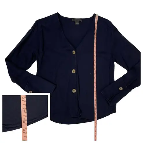 Something Navy Pretty Button Through Top - Navy Blue - XS