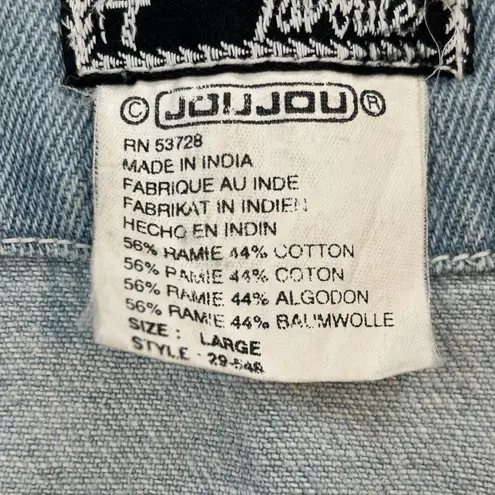 Vintage JouJou Denim Vest Embroidered Fringe Cowgirl Western Y2K 90s Size L Size L