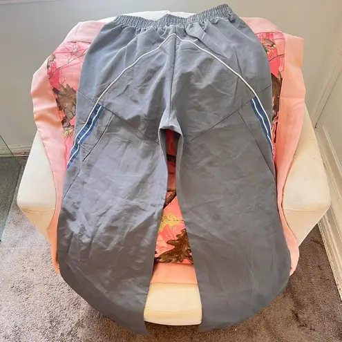 y2k nylon silver grey striped wide leg track pants Gray Size L